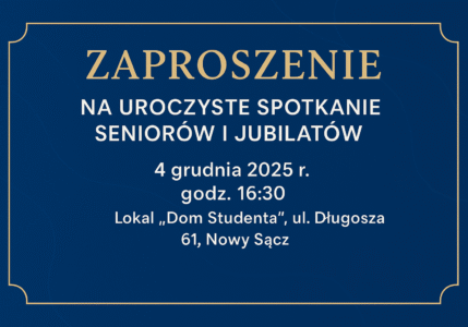 Zaproszenie na Uroczyste Spotkanie Seniorów i Jubilatów
