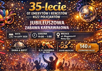ZAPRASZAMY NA JUBILEUSZOWĄ ZABAWĘ KARNAWAŁOWĄ